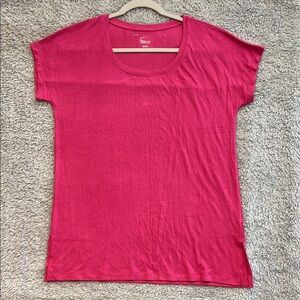 FELINA Ladies'‎ Slub Scoop Neck T-Shirt Pink Short Sleeve Size SMALL